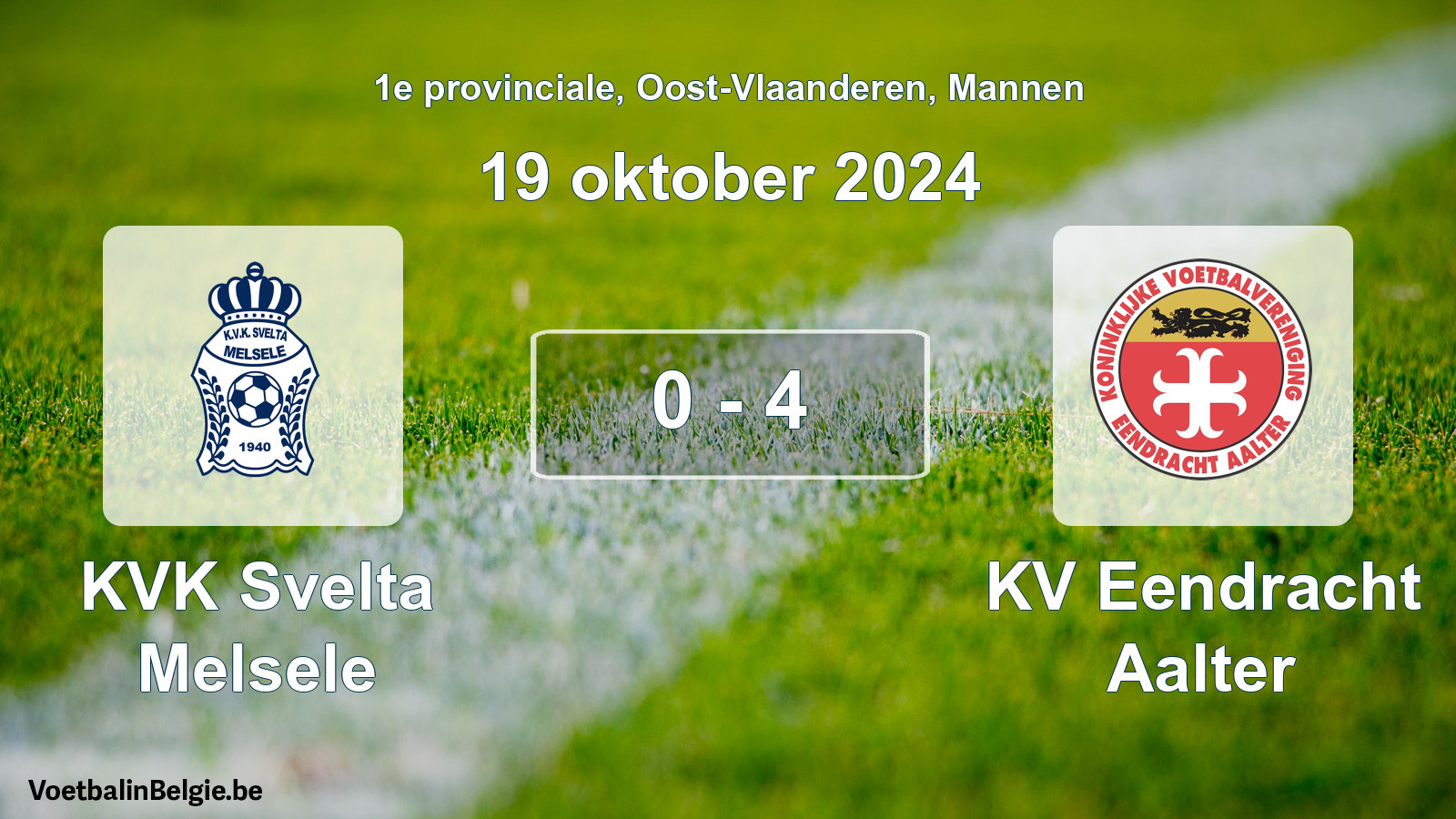 Gespeelde wedstrijd mannenvoetbal: KVK Svelta Melsele - KV Eendracht Aalter 0 - 4 (19 oktober 2024)