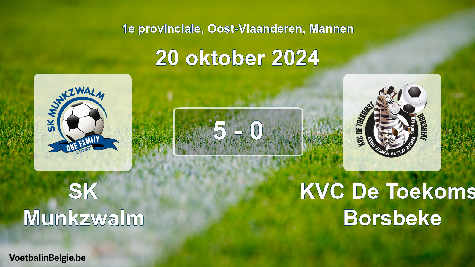 Gespeelde wedstrijd mannenvoetbal: SK Munkzwalm - KVC De Toekomst Borsbeke 5 - 0 (20 oktober 2024)