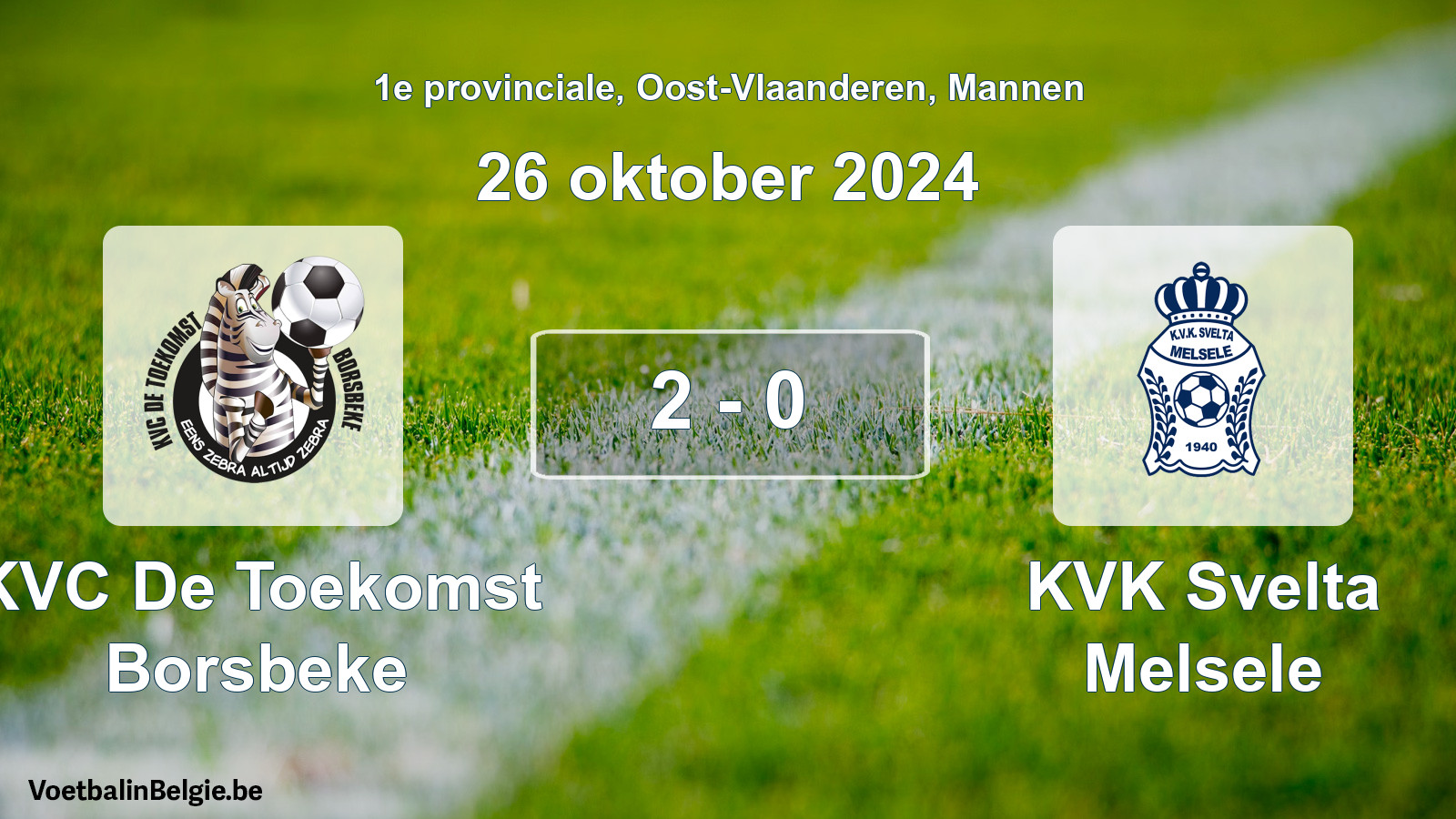 Gespeelde wedstrijd mannenvoetbal: KVC De Toekomst Borsbeke - KVK Svelta Melsele 2 - 0 (26 oktober 2024)