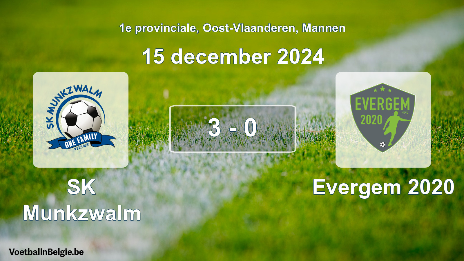 Gespeelde wedstrijd mannenvoetbal: SK Munkzwalm - Evergem 2020 3 - 0 (15 december 2024)