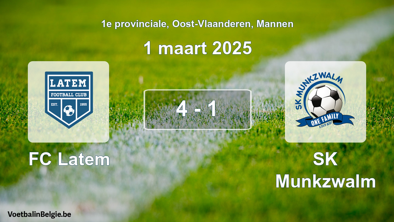 Gespeelde wedstrijd mannenvoetbal: FC Latem - SK Munkzwalm 4 - 1 (1 maart 2025)