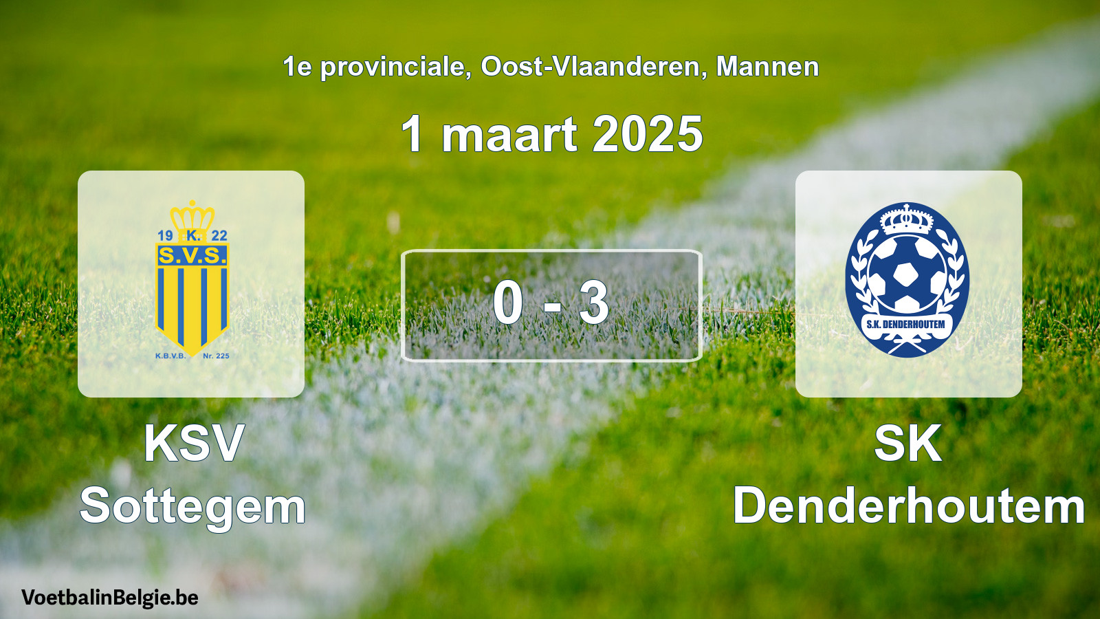 Gespeelde wedstrijd mannenvoetbal: KSV Sottegem - SK Denderhoutem 0 - 3 (1 maart 2025)