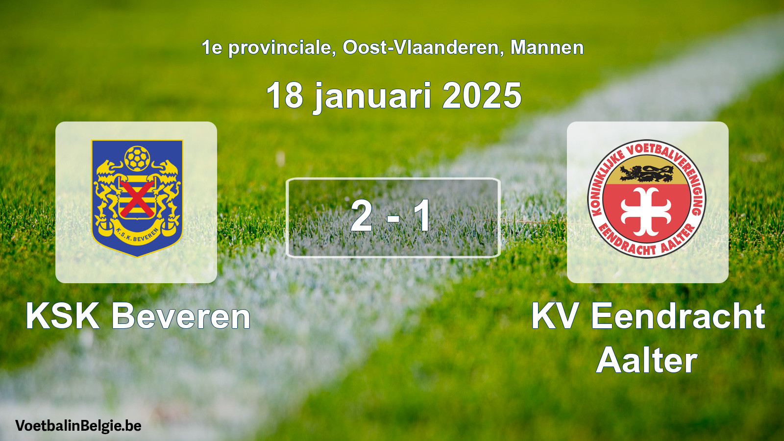 Gespeelde wedstrijd mannenvoetbal: KSK Beveren - KV Eendracht Aalter 2 - 1 (18 januari 2025)