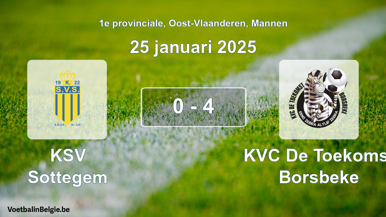 Gespeelde wedstrijd mannenvoetbal: KSV Sottegem - KVC De Toekomst Borsbeke 0 - 4 (25 januari 2025)