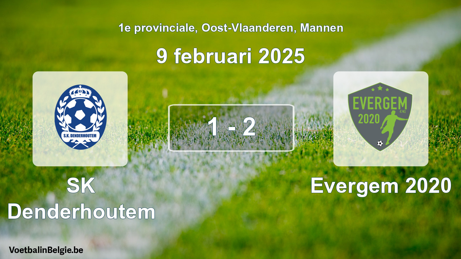 Gespeelde wedstrijd mannenvoetbal: SK Denderhoutem - Evergem 2020 1 - 2 (9 februari 2025)