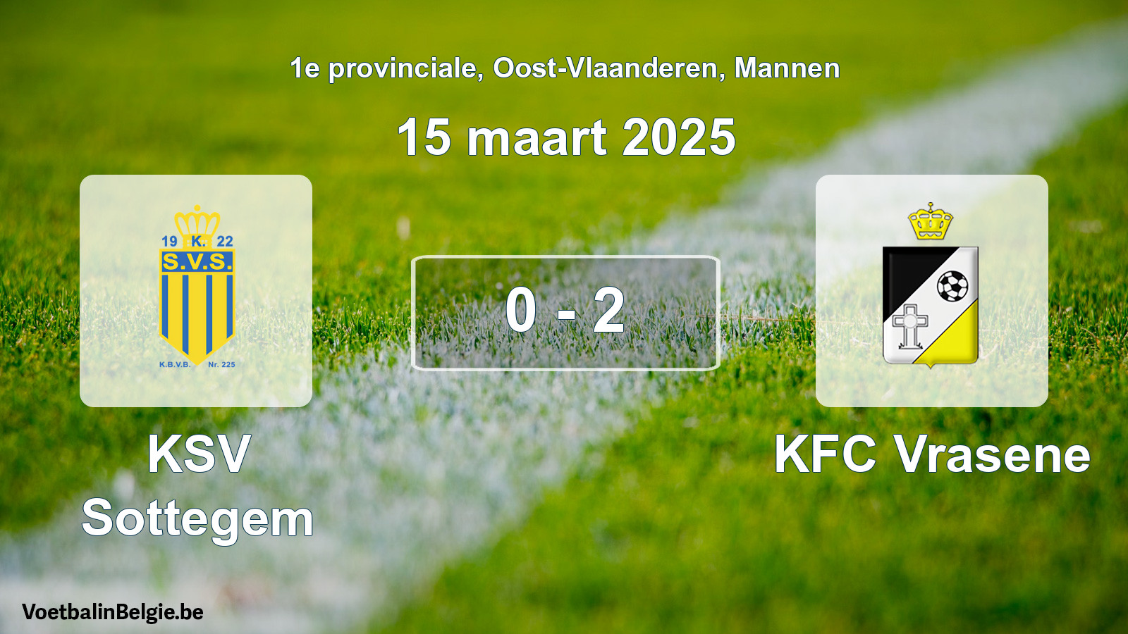 Gespeelde wedstrijd mannenvoetbal: KSV Sottegem - KFC Vrasene 0 - 2 (15 maart 2025)