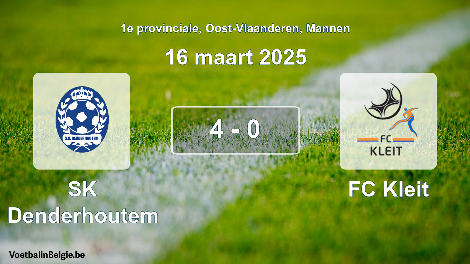 Gespeelde wedstrijd mannenvoetbal: SK Denderhoutem - FC Kleit 4 - 0 (16 maart 2025)