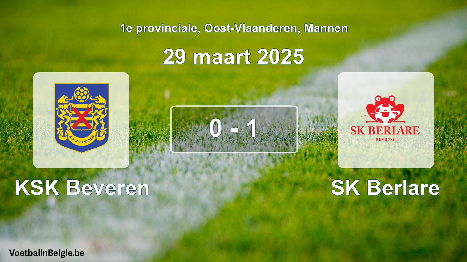 Gespeelde wedstrijd mannenvoetbal: KSK Beveren - SK Berlare 0 - 1 (29 maart 2025)