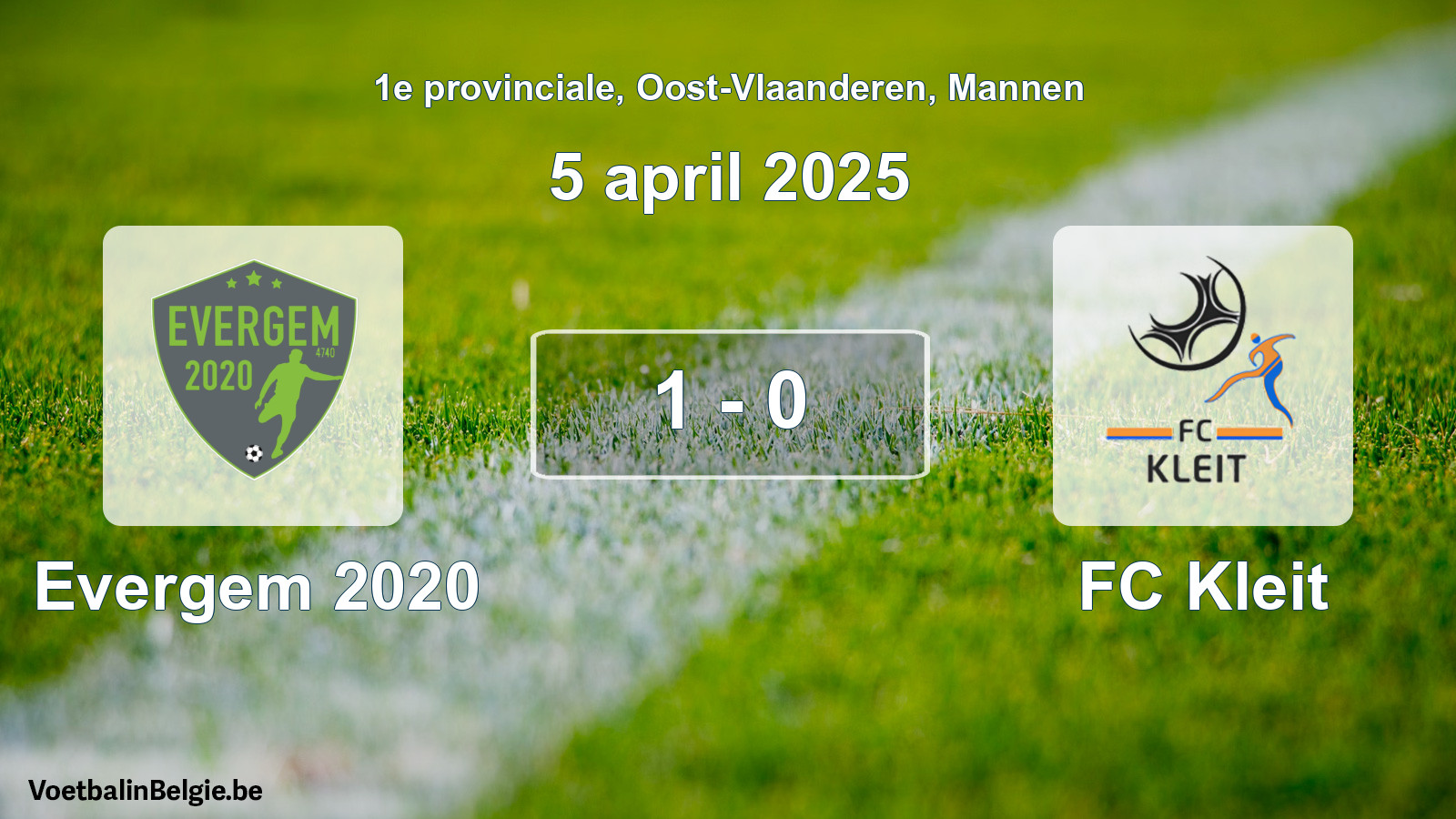 Gespeelde wedstrijd mannenvoetbal: Evergem 2020 - FC Kleit 1 - 0 (5 april 2025)
