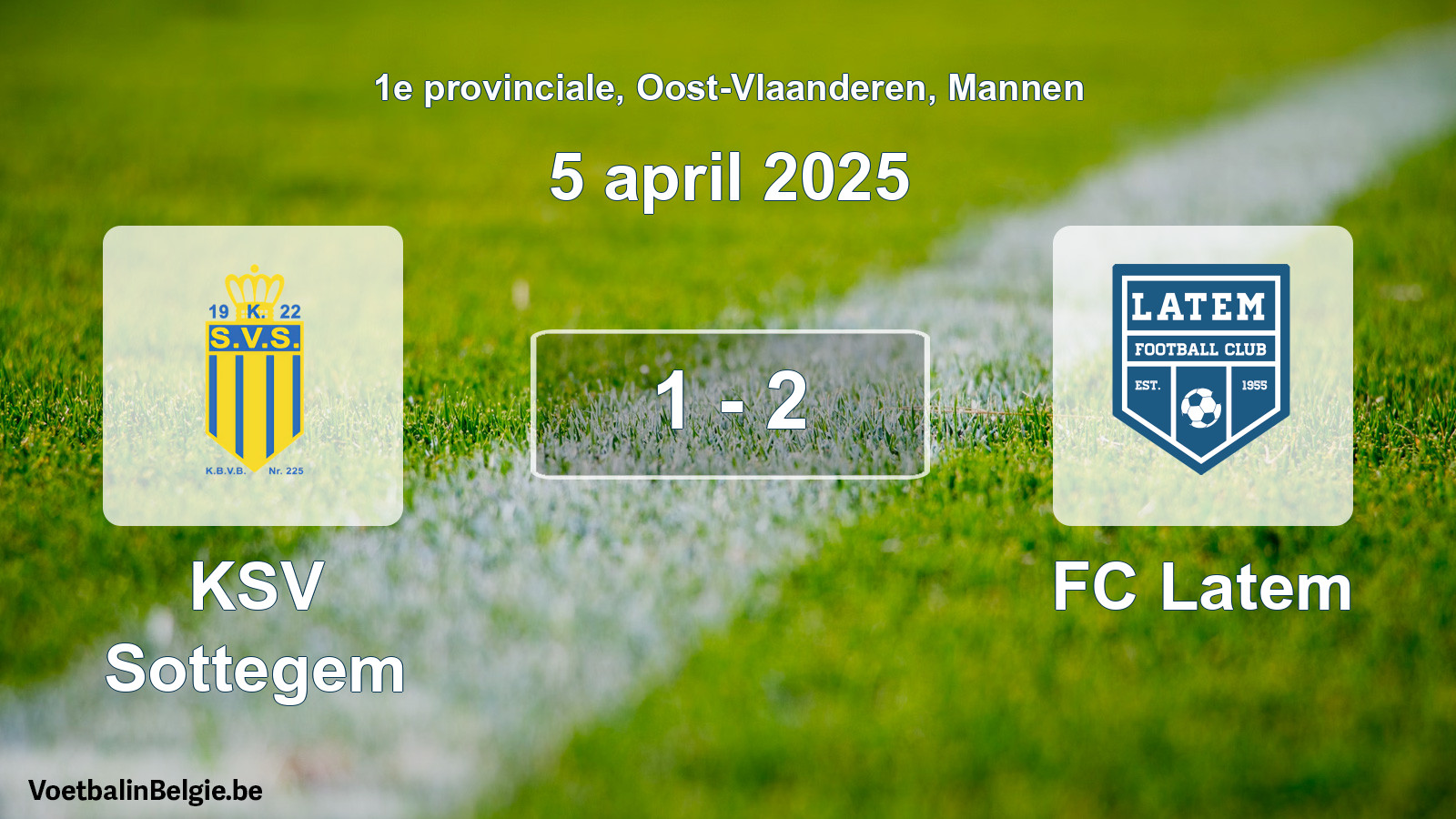 Gespeelde wedstrijd mannenvoetbal: KSV Sottegem - FC Latem 1 - 2 (5 april 2025)