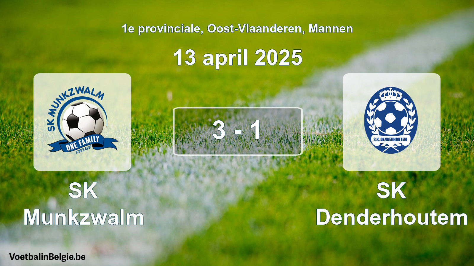 Gespeelde wedstrijd mannenvoetbal: SK Munkzwalm - SK Denderhoutem 3 - 1 (13 april 2025)