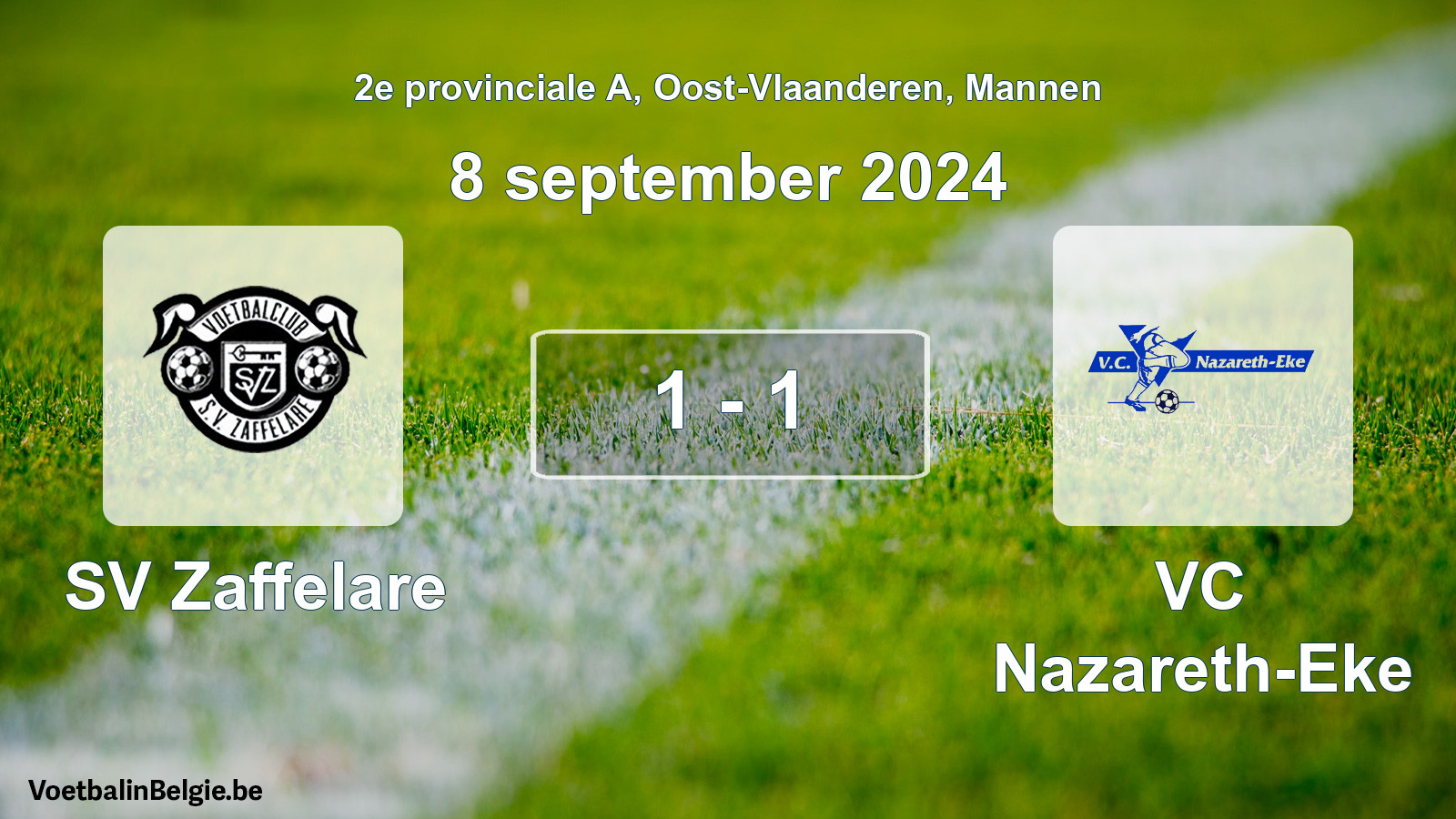Gespeelde wedstrijd mannenvoetbal: SV Zaffelare - VC Nazareth-Eke 1 - 1 (8 september 2024)
