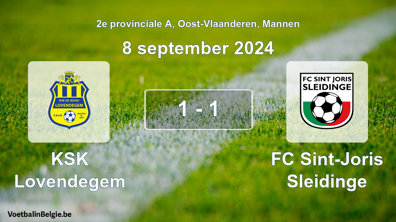 Played match men football: KSK Lovendegem - FC Sint-Joris Sleidinge 1 - 1 (8 September 2024)