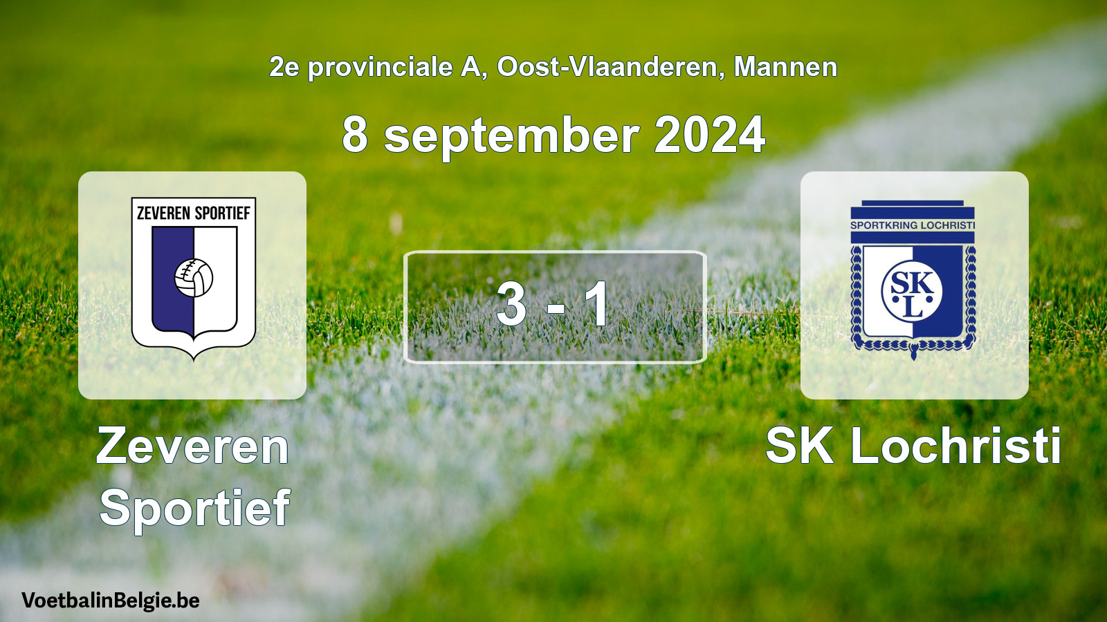 Gespeelde wedstrijd mannenvoetbal: Zeveren Sportief - SK Lochristi 3 - 1 (8 september 2024)
