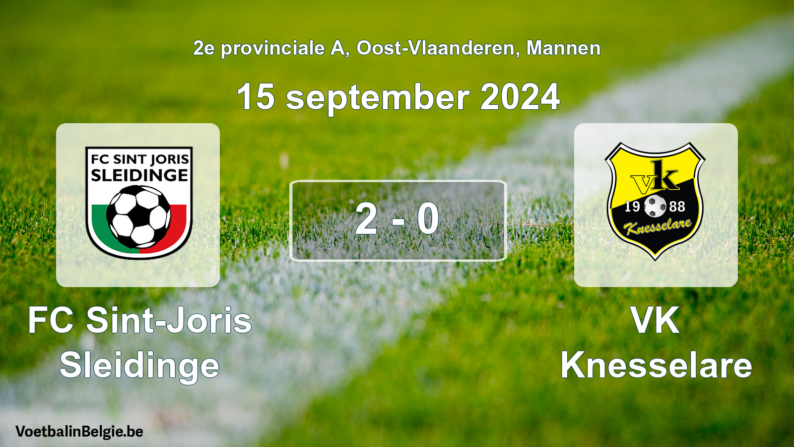 Gespeelde wedstrijd mannenvoetbal: FC Sint-Joris Sleidinge - VK Knesselare 2 - 0 (15 september 2024)