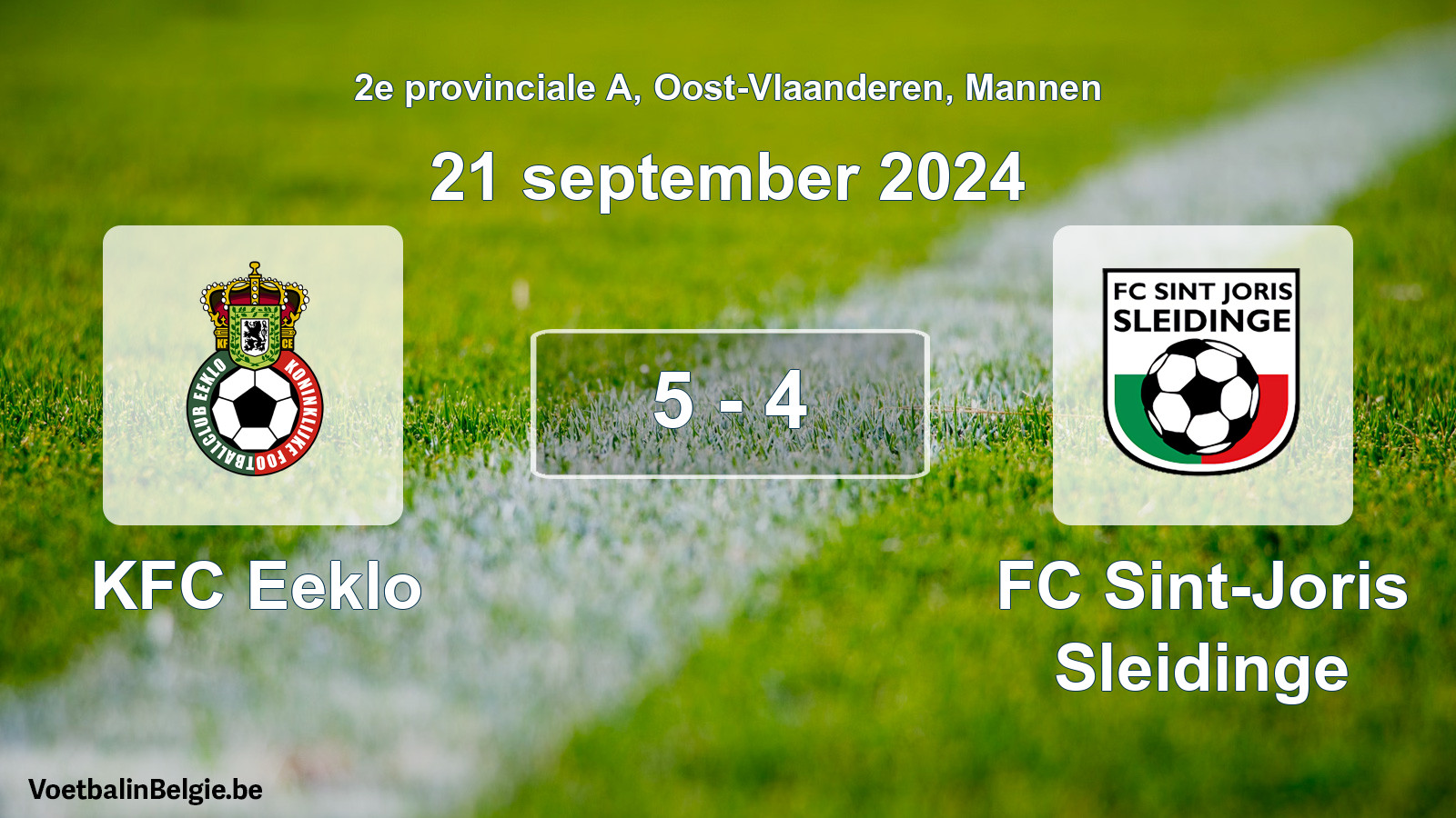 Gespeelde wedstrijd mannenvoetbal: KFC Eeklo - FC Sint-Joris Sleidinge 5 - 4 (21 september 2024)