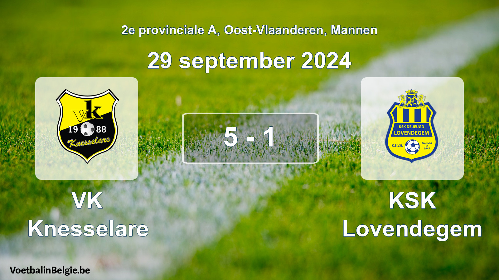 Played match men football: VK Knesselare - KSK Lovendegem 5 - 1 (29 September 2024)