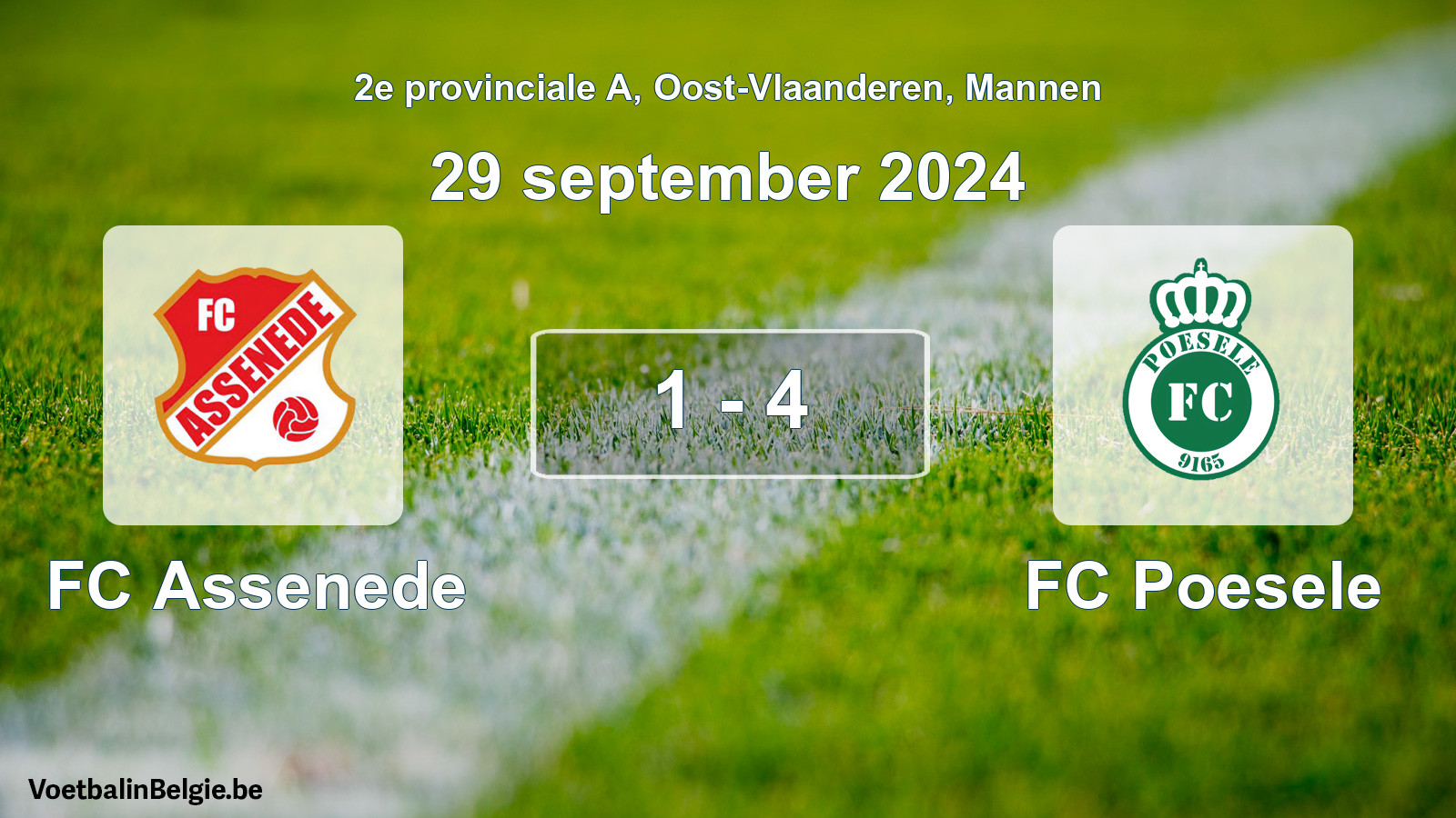 Gespeelde wedstrijd mannenvoetbal: FC Assenede - FC Poesele 1 - 4 (29 september 2024)