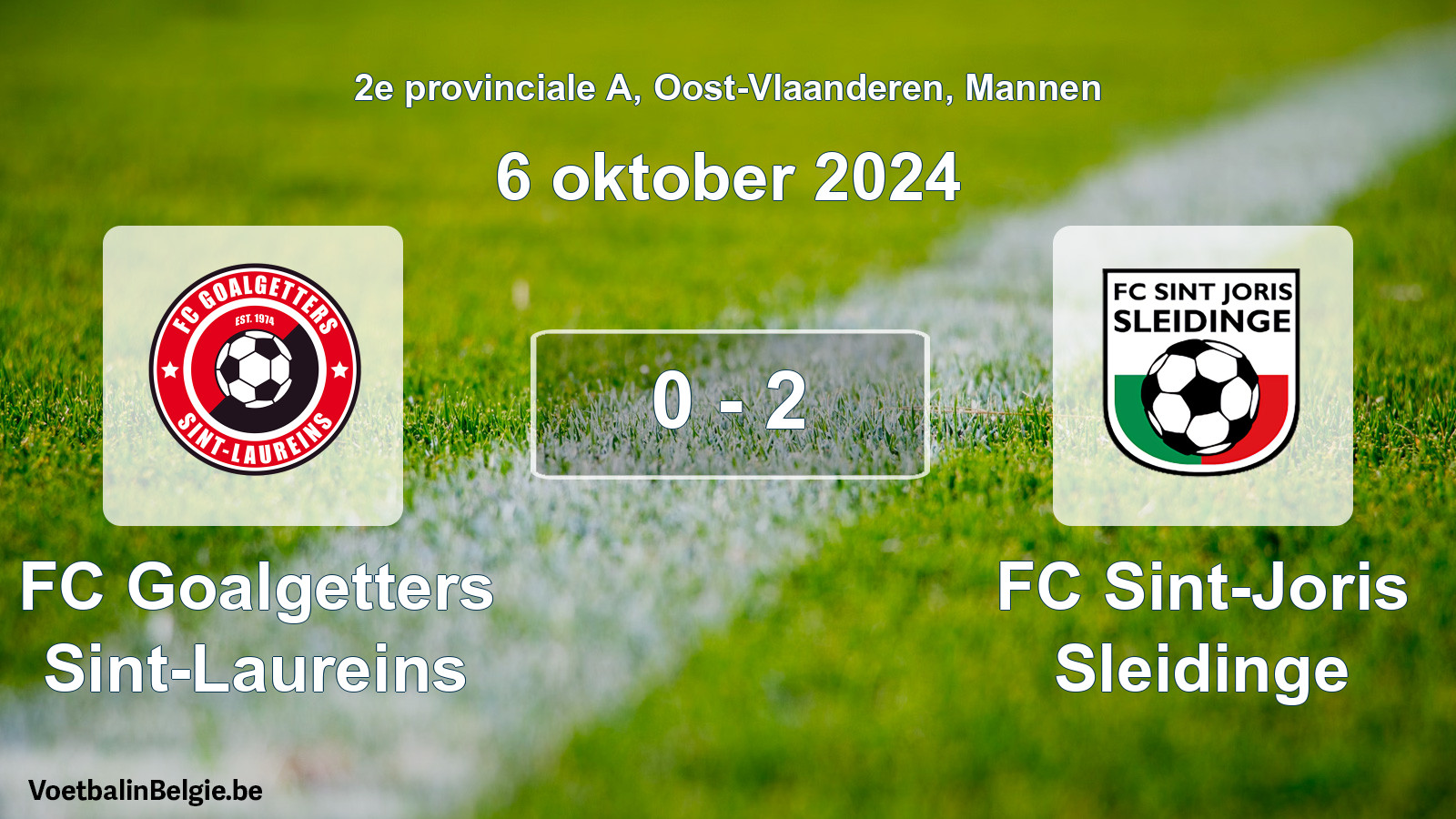 Gespeelde wedstrijd mannenvoetbal: FC Goalgetters Sint-Laureins - FC Sint-Joris Sleidinge 0 - 2 (6 oktober 2024)
