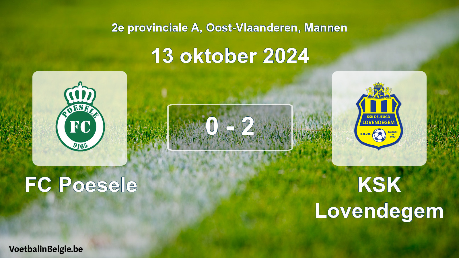 Gespeelde wedstrijd mannenvoetbal: FC Poesele - KSK Lovendegem 0 - 2 (13 oktober 2024)
