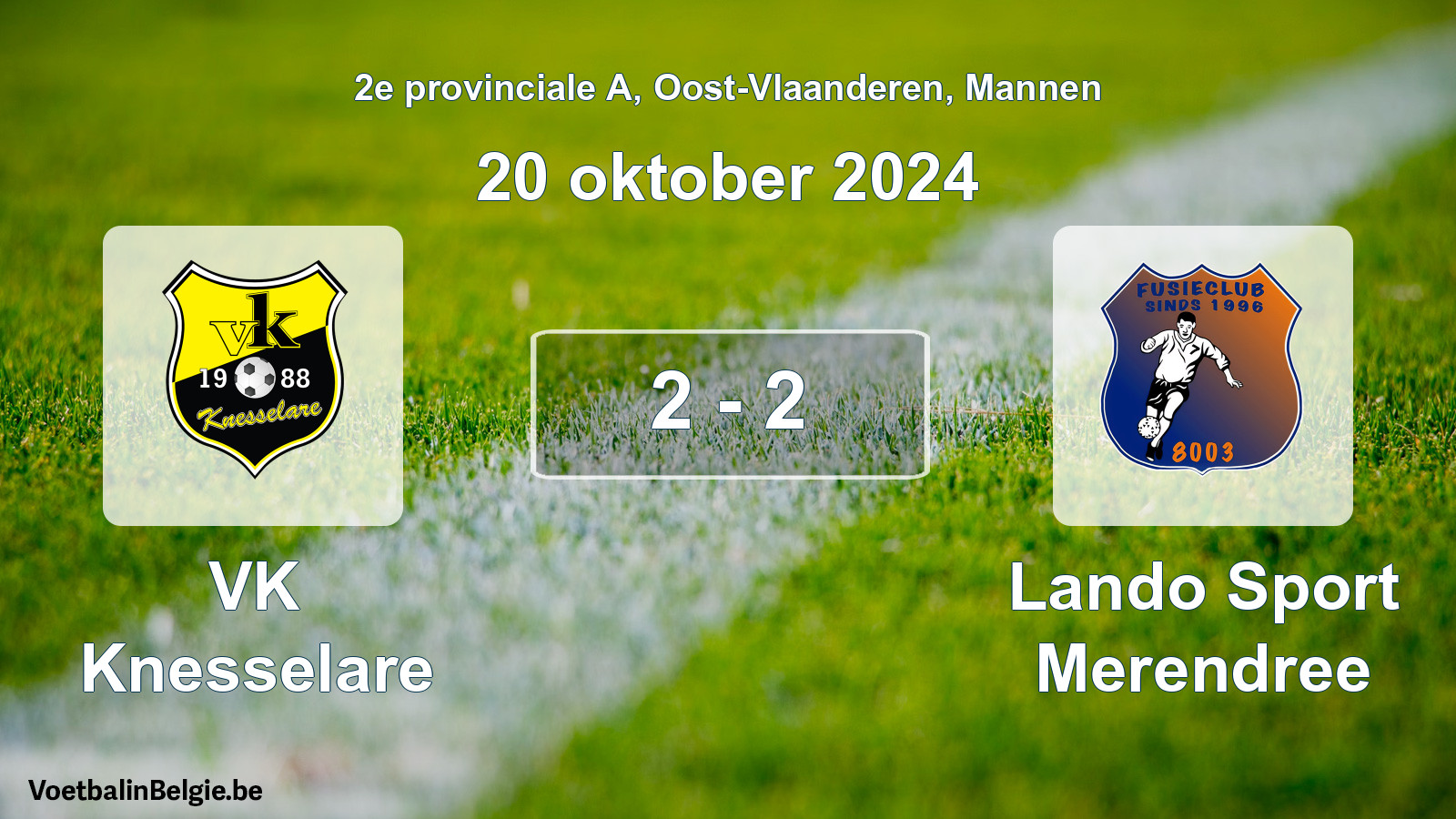 Gespieltes Spiel männer-Fußball: VK Knesselare - Lando Sport Merendree 2 - 2 (20 Oktober 2024)