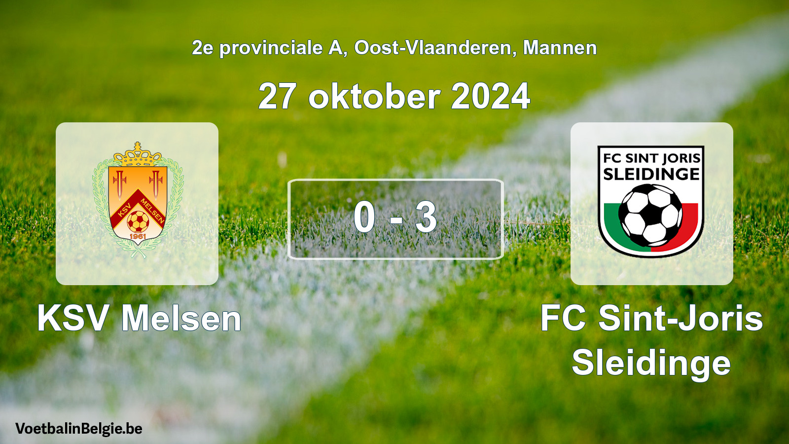 Gespeelde wedstrijd mannenvoetbal: KSV Melsen - FC Sint-Joris Sleidinge 0 - 3 (27 oktober 2024)
