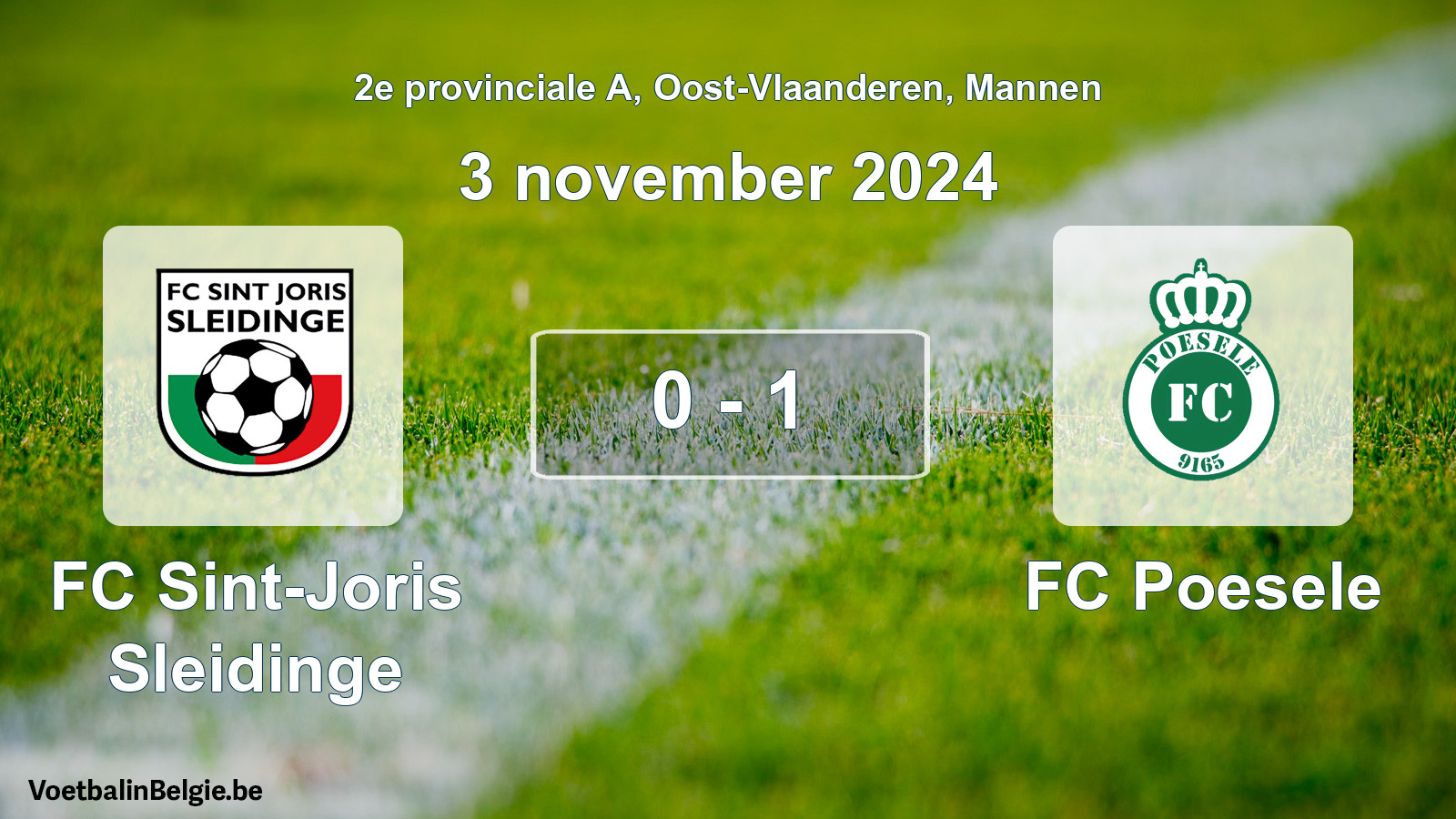 Gespeelde wedstrijd mannenvoetbal: FC Sint-Joris Sleidinge - FC Poesele 0 - 1 (3 november 2024)