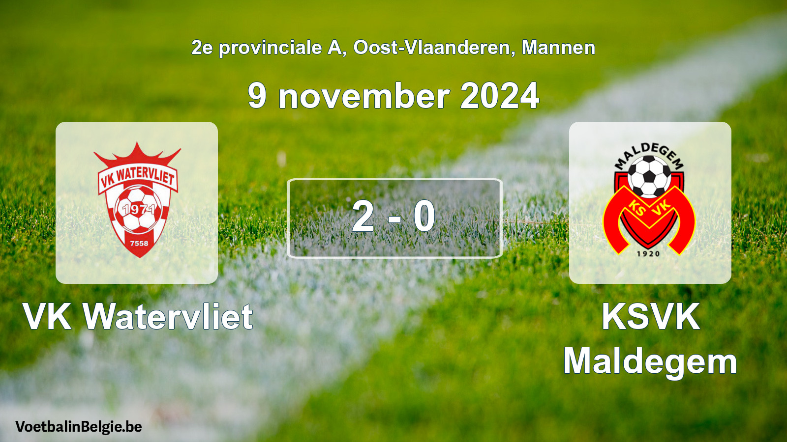 Gespeelde wedstrijd mannenvoetbal: VK Watervliet - KSVK Maldegem 2 - 0 (9 november 2024)