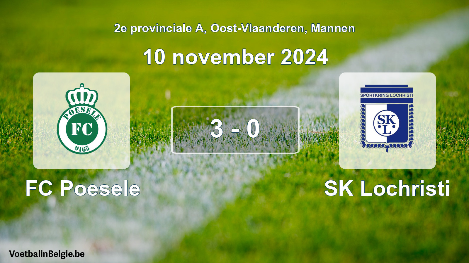 Gespeelde wedstrijd mannenvoetbal: FC Poesele - SK Lochristi 3 - 0 (10 november 2024)