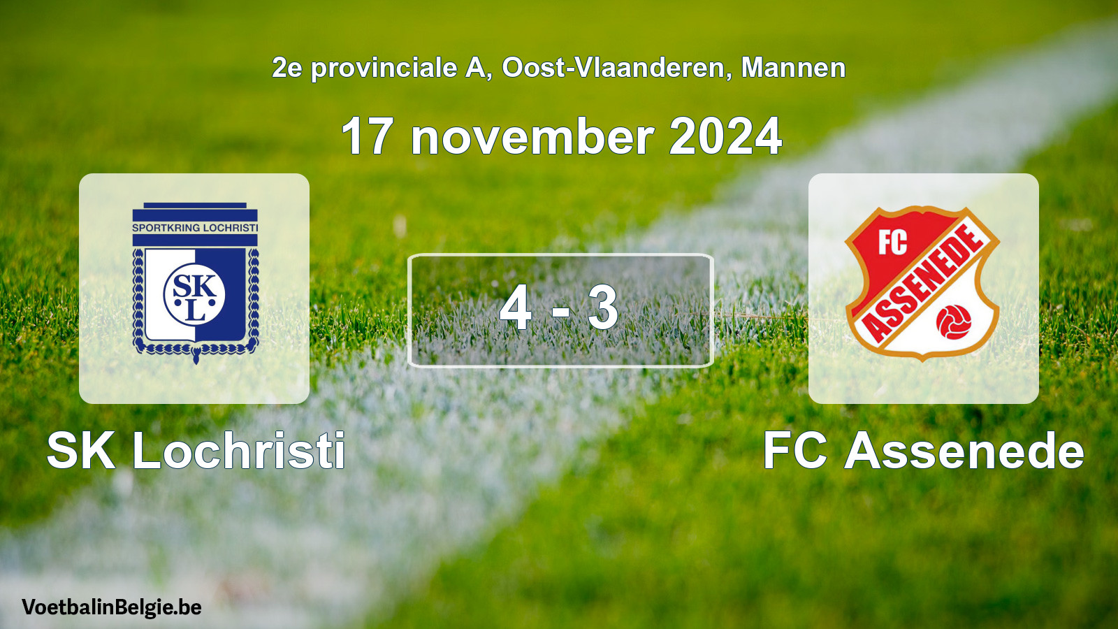 Gespeelde wedstrijd mannenvoetbal: SK Lochristi - FC Assenede 4 - 3 (17 november 2024)
