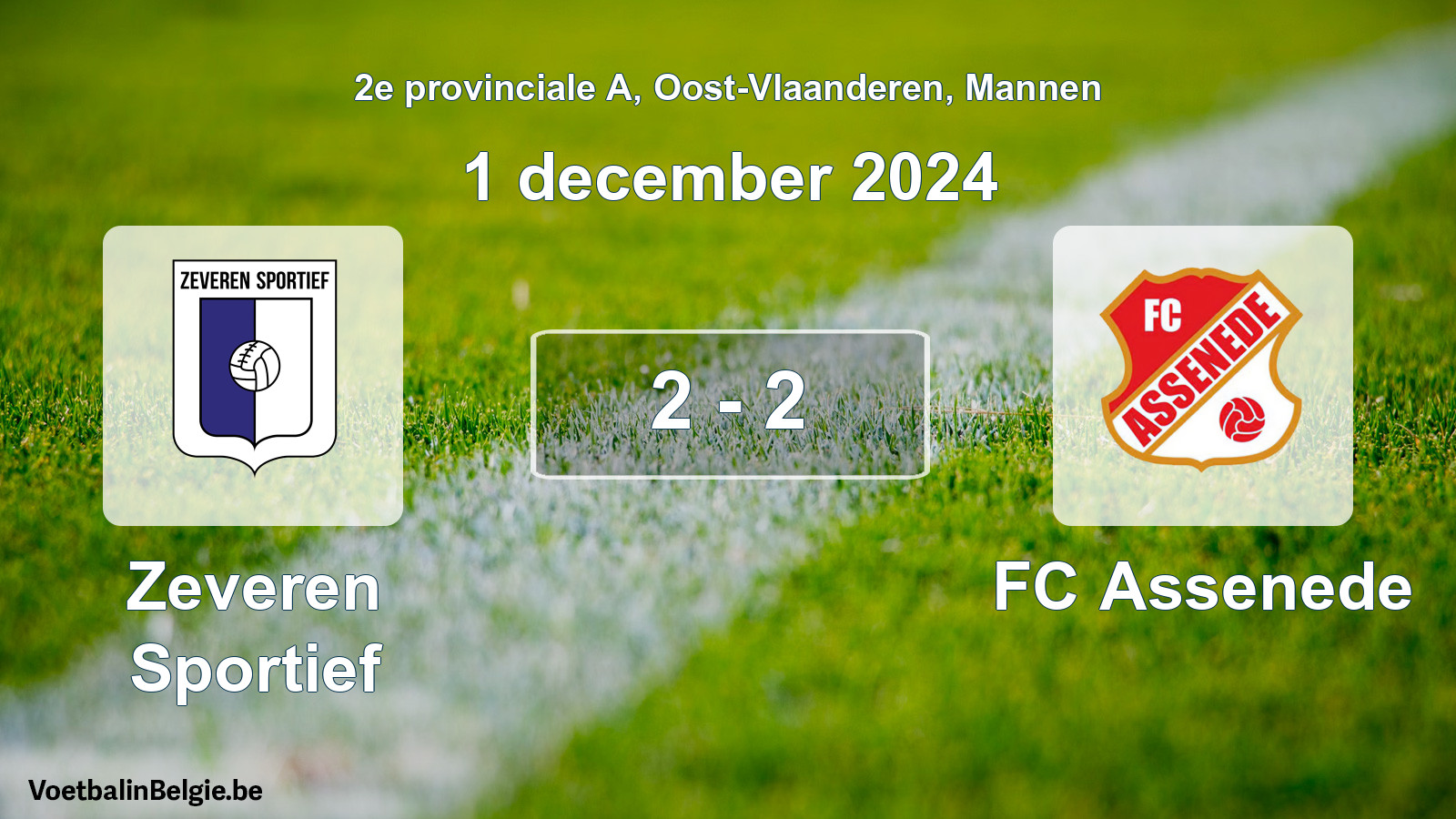 Played match men football: Zeveren Sportief - FC Assenede 2 - 2 (1 December 2024)