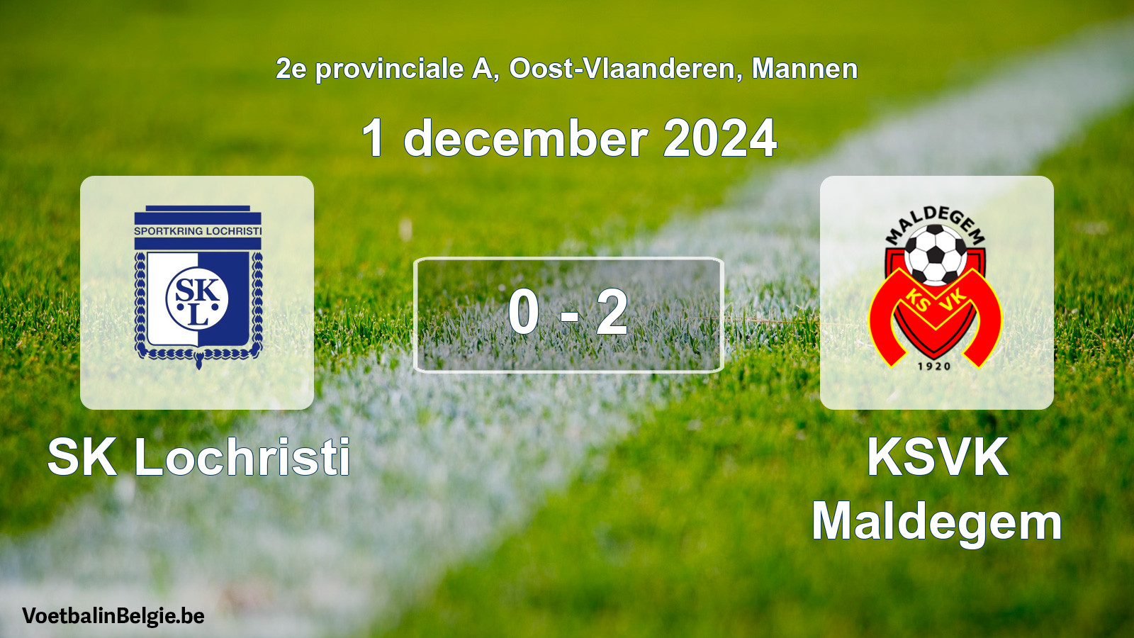 Gespeelde wedstrijd mannenvoetbal: SK Lochristi - KSVK Maldegem 0 - 2 (1 december 2024)