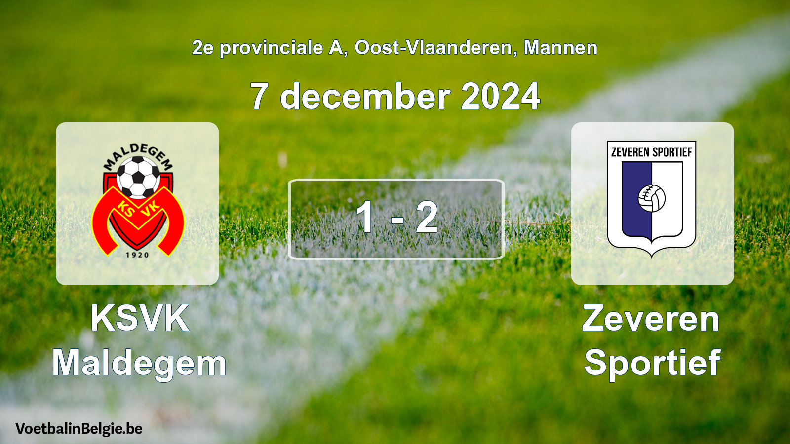 Gespeelde wedstrijd mannenvoetbal: KSVK Maldegem - Zeveren Sportief 1 - 2 (7 december 2024)