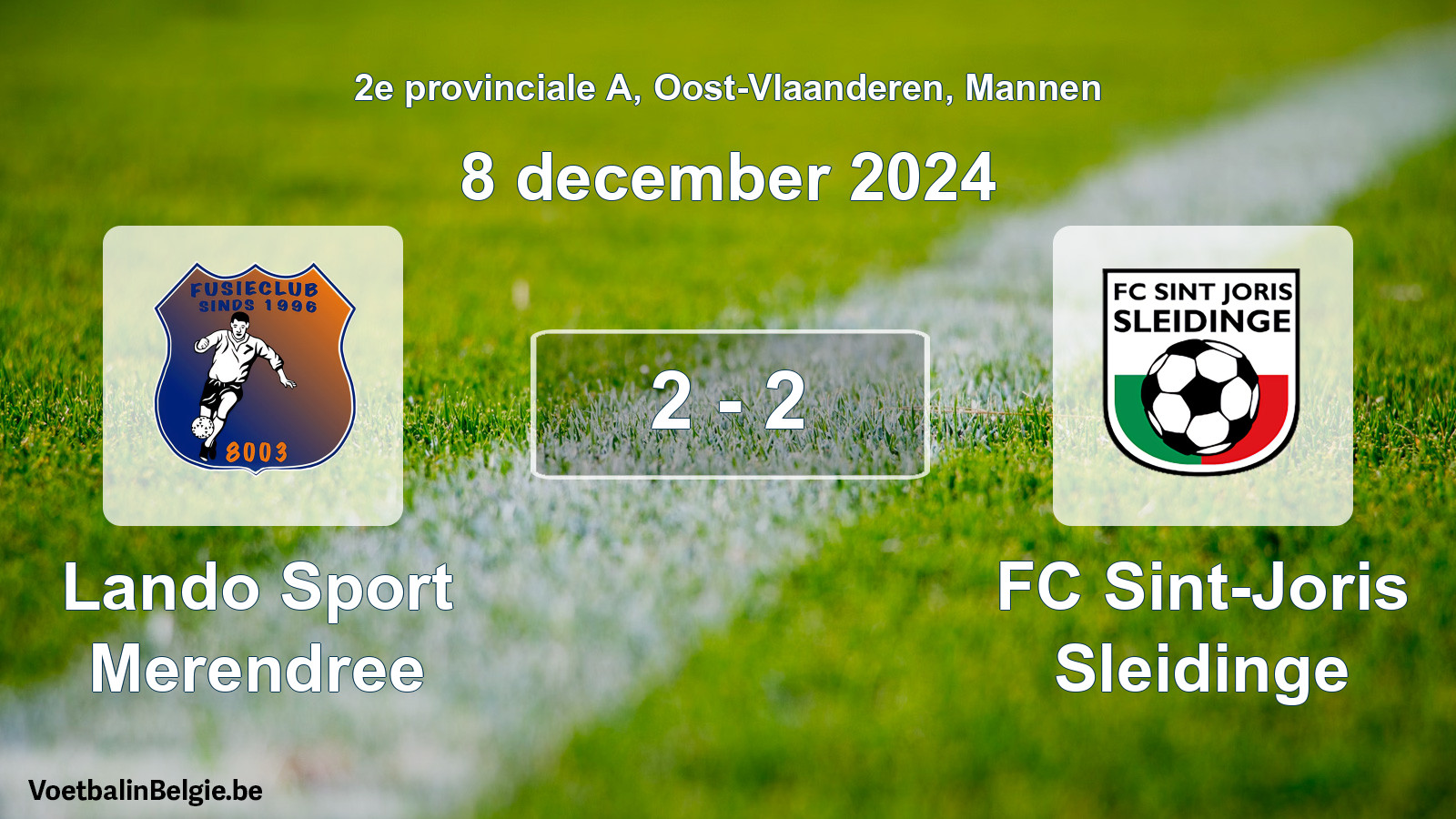 Gespeelde wedstrijd mannenvoetbal: Lando Sport Merendree - FC Sint-Joris Sleidinge 2 - 2 (8 december 2024)
