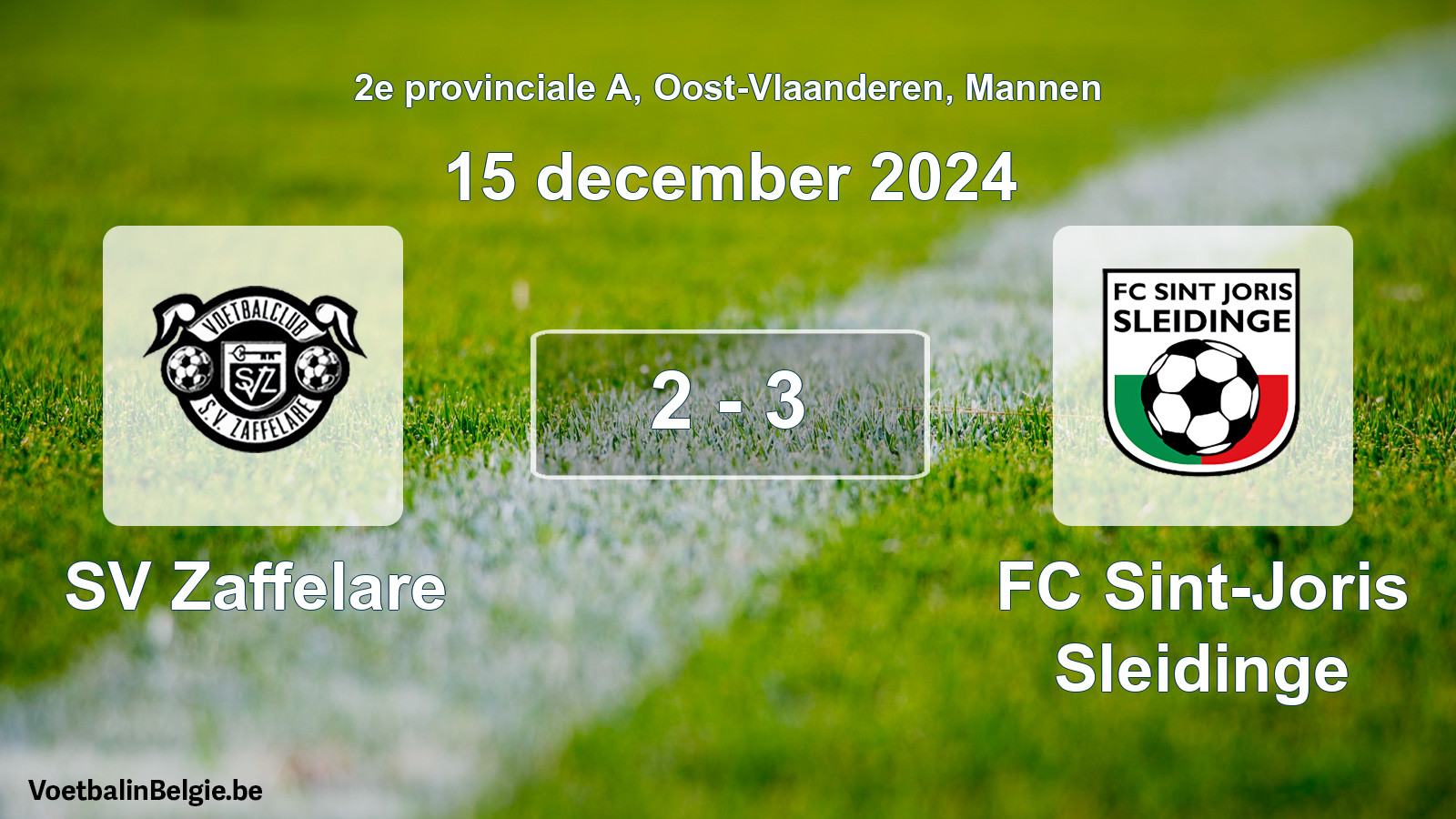 Gespeelde wedstrijd mannenvoetbal: SV Zaffelare - FC Sint-Joris Sleidinge 2 - 3 (15 december 2024)