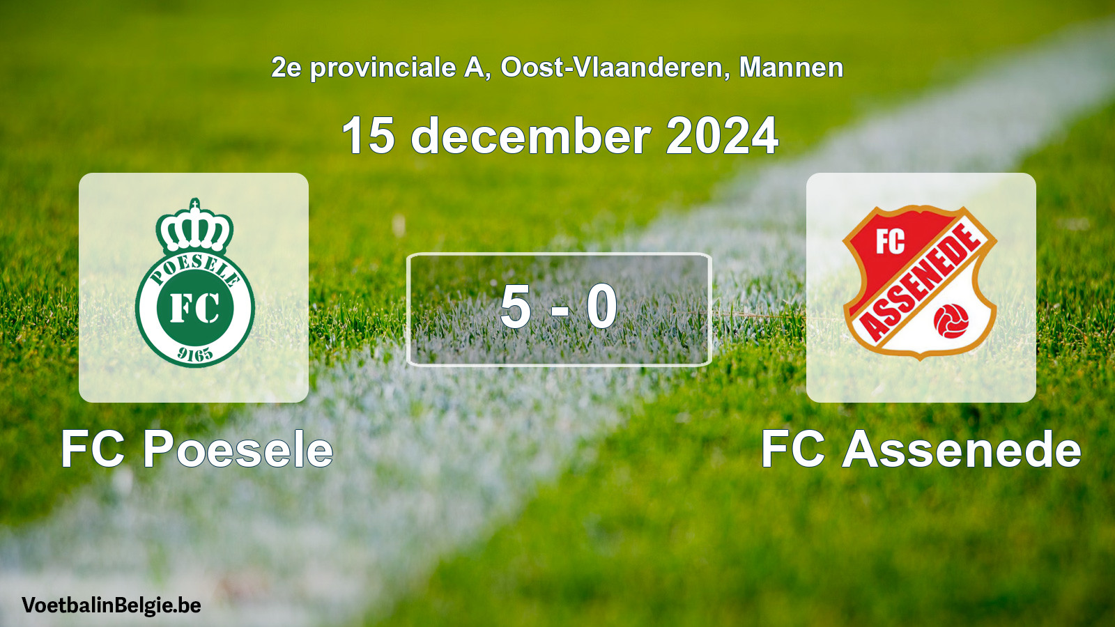 Gespeelde wedstrijd mannenvoetbal: FC Poesele - FC Assenede 5 - 0 (15 december 2024)