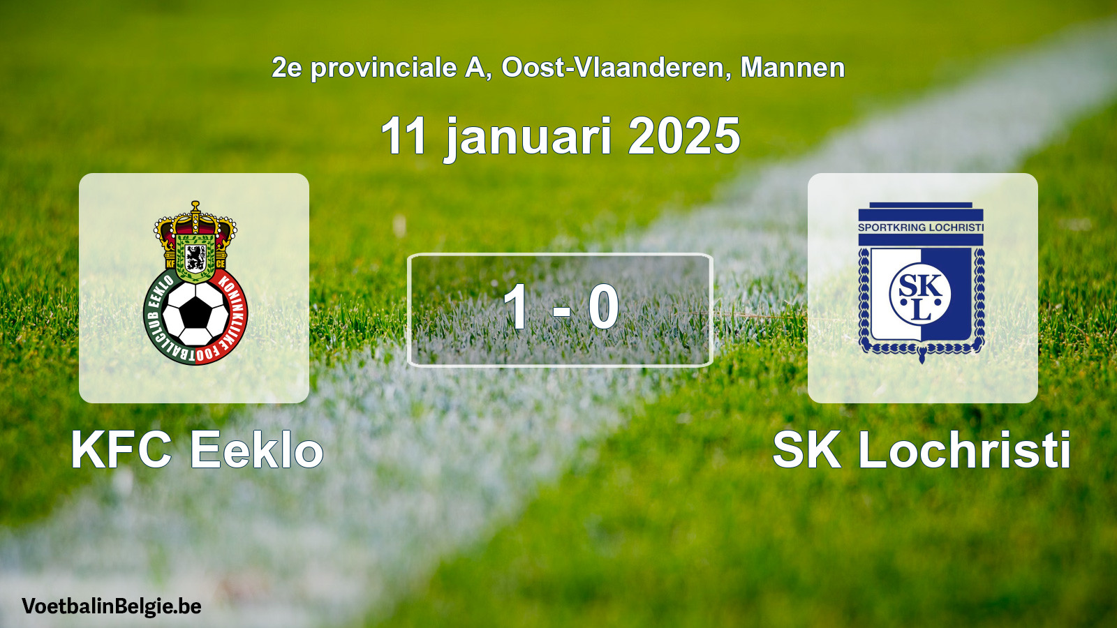 Gespeelde wedstrijd mannenvoetbal: KFC Eeklo - SK Lochristi 1 - 0 (11 januari 2025)