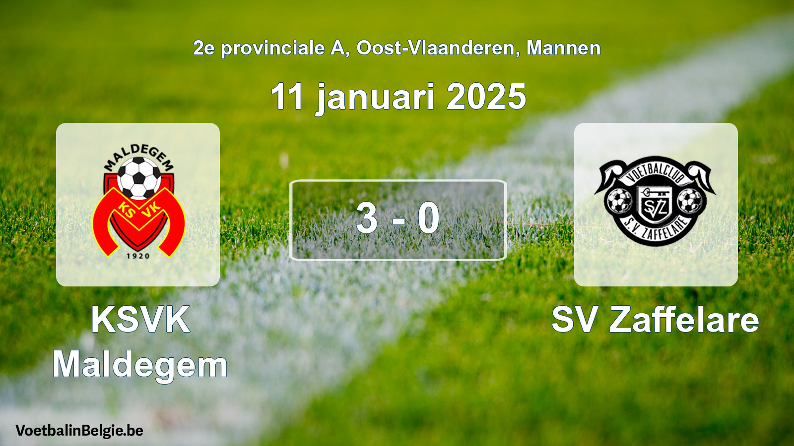 Gespeelde wedstrijd mannenvoetbal: KSVK Maldegem - SV Zaffelare 3 - 0 (11 januari 2025)