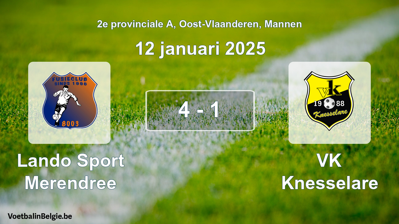 Gespieltes Spiel männer-Fußball: Lando Sport Merendree - VK Knesselare 4 - 1 (12 Januar 2025)