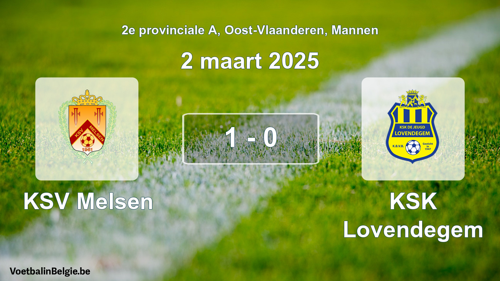 Played match men football: KSV Melsen - KSK Lovendegem 1 - 0 (2 March 2025)