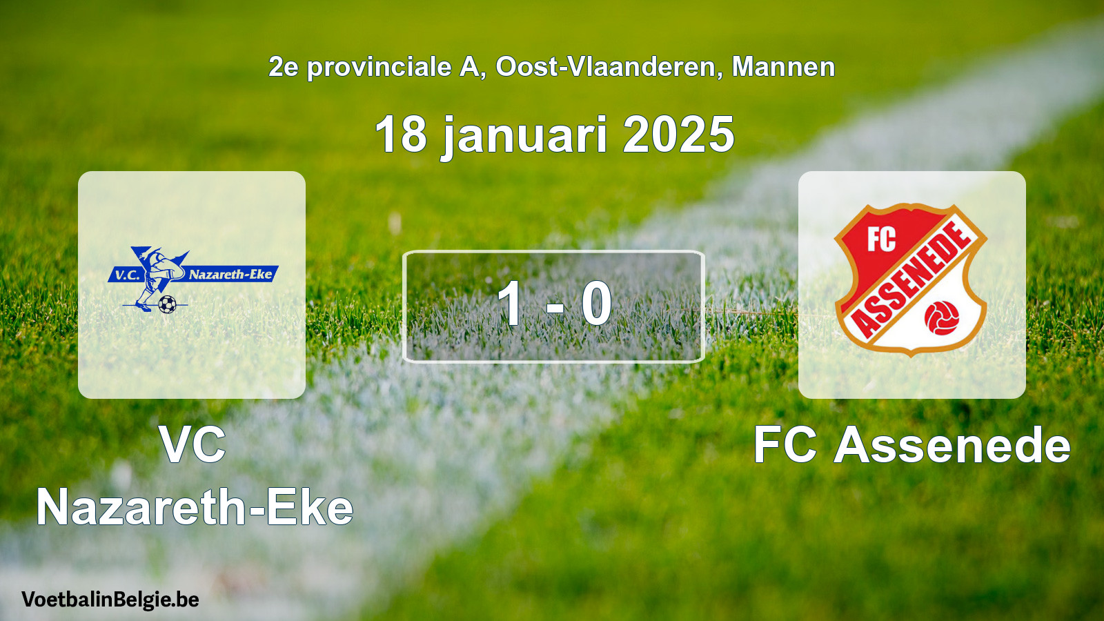 Gespeelde wedstrijd mannenvoetbal: VC Nazareth-Eke - FC Assenede 1 - 0 (18 januari 2025)