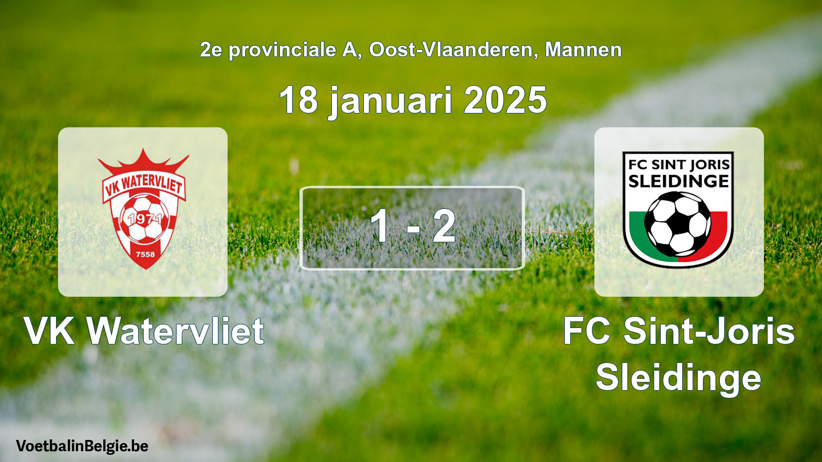 Gespeelde wedstrijd mannenvoetbal: VK Watervliet - FC Sint-Joris Sleidinge 1 - 2 (18 januari 2025)
