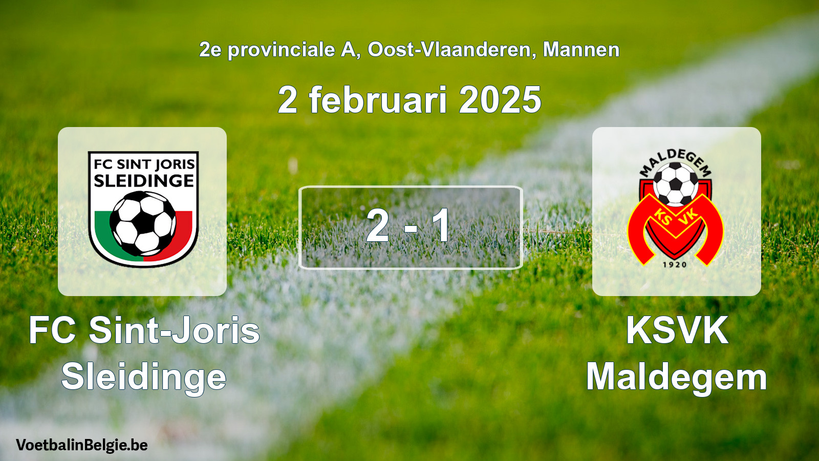 Gespeelde wedstrijd mannenvoetbal: FC Sint-Joris Sleidinge - KSVK Maldegem 2 - 1 (2 februari 2025)