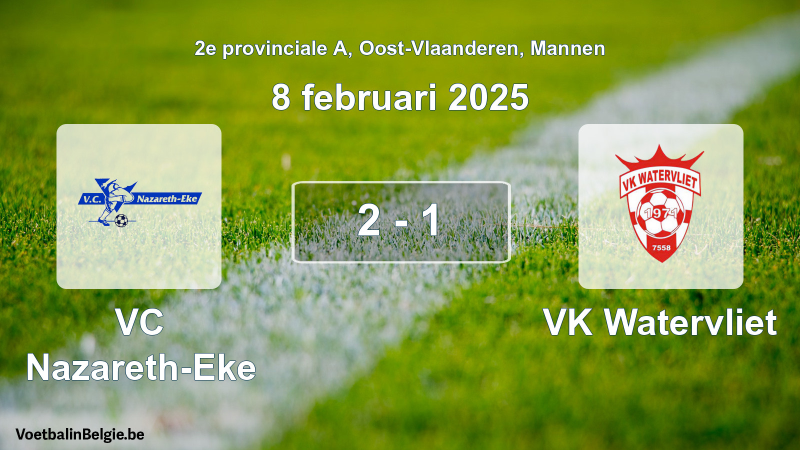 Gespeelde wedstrijd mannenvoetbal: VC Nazareth-Eke - VK Watervliet 2 - 1 (8 februari 2025)