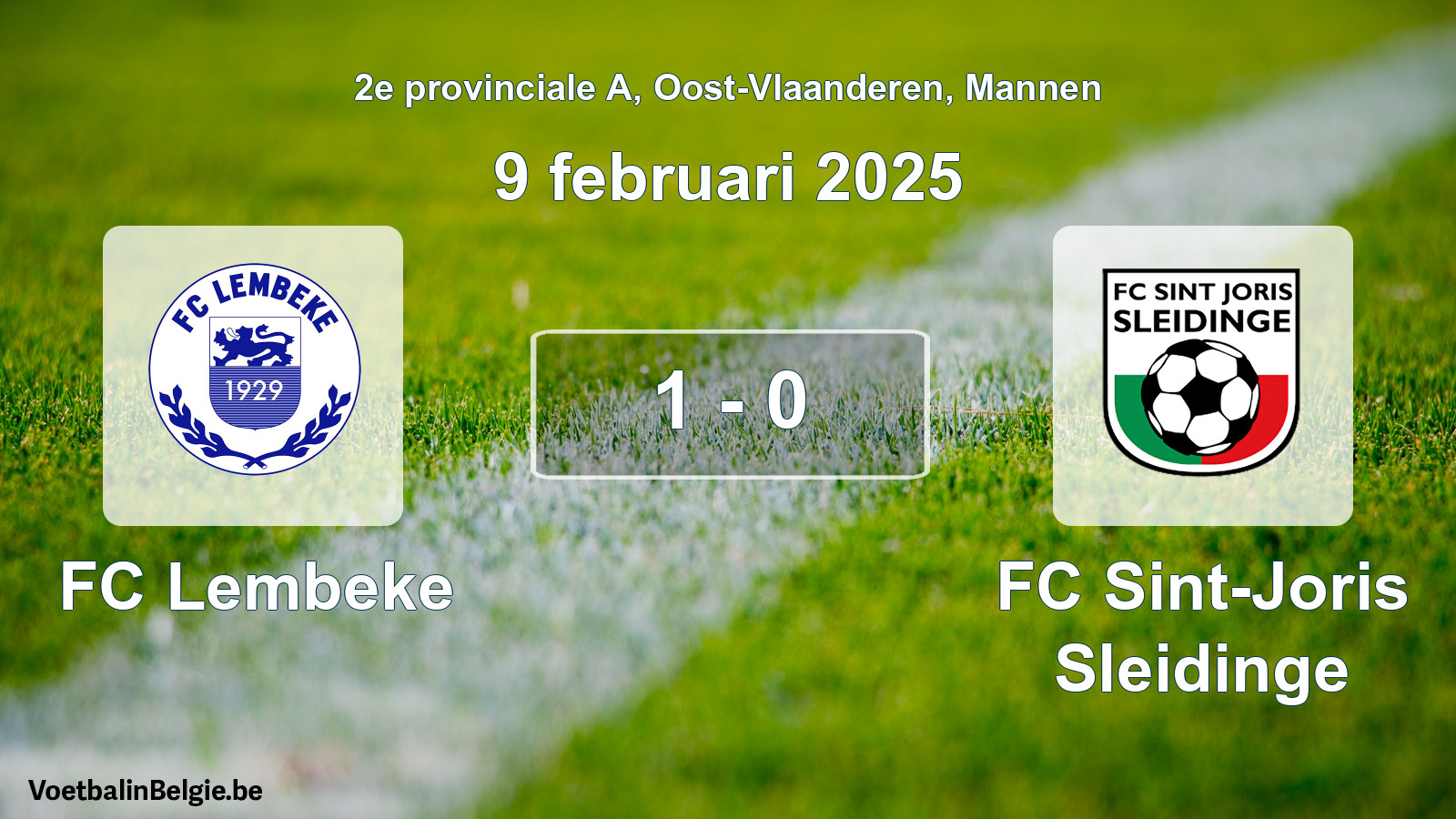 Gespeelde wedstrijd mannenvoetbal: FC Lembeke - FC Sint-Joris Sleidinge 1 - 0 (9 februari 2025)