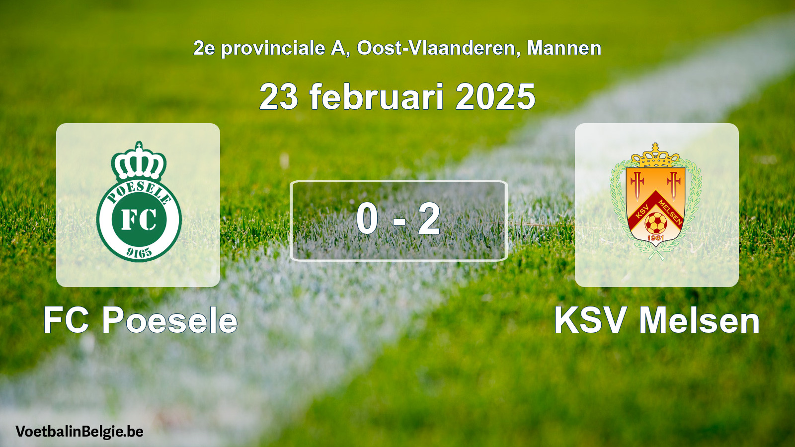Gespeelde wedstrijd mannenvoetbal: FC Poesele - KSV Melsen 0 - 2 (23 februari 2025)
