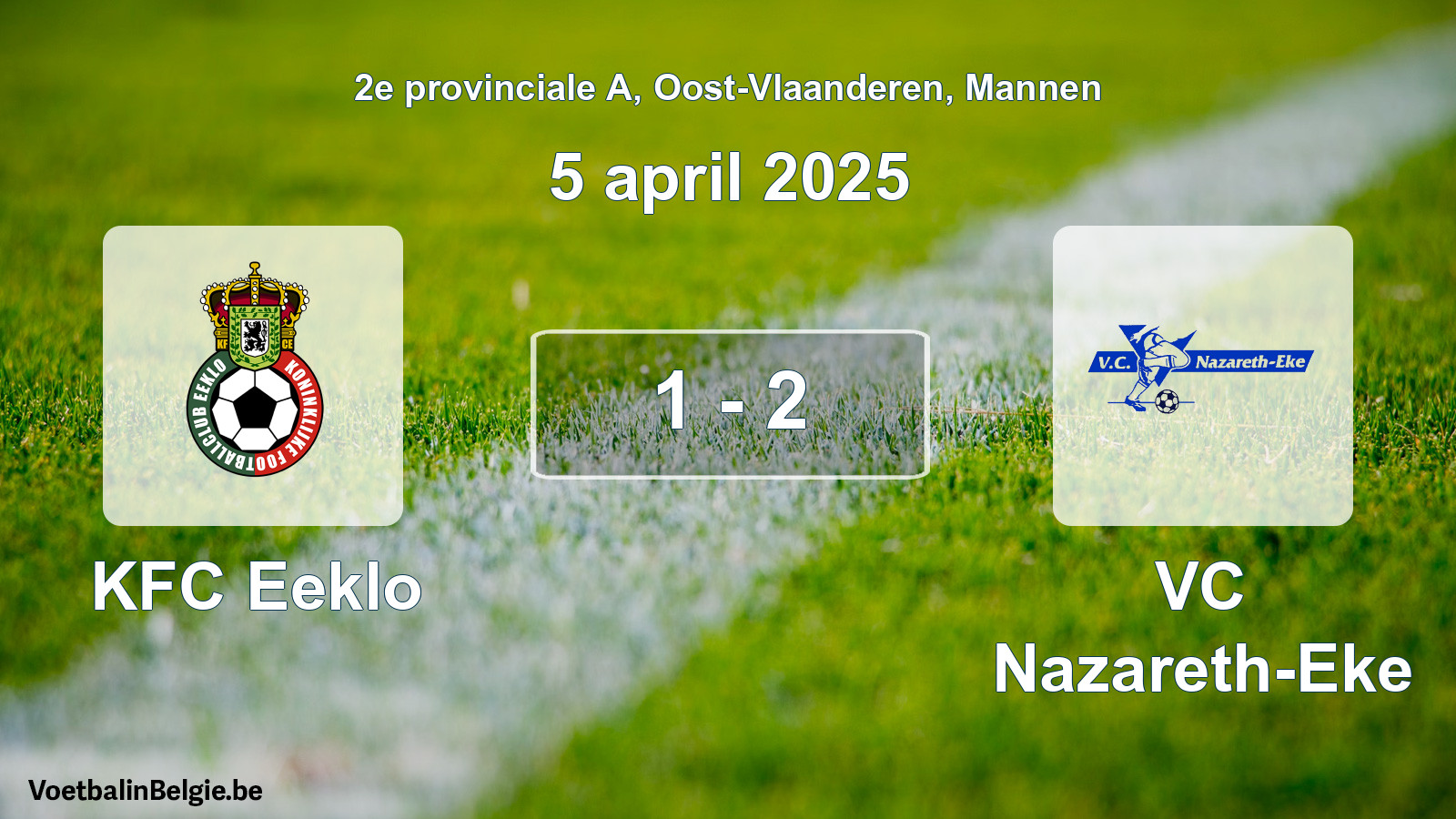 Gespeelde wedstrijd mannenvoetbal: KFC Eeklo - VC Nazareth-Eke 1 - 2 (5 april 2025)