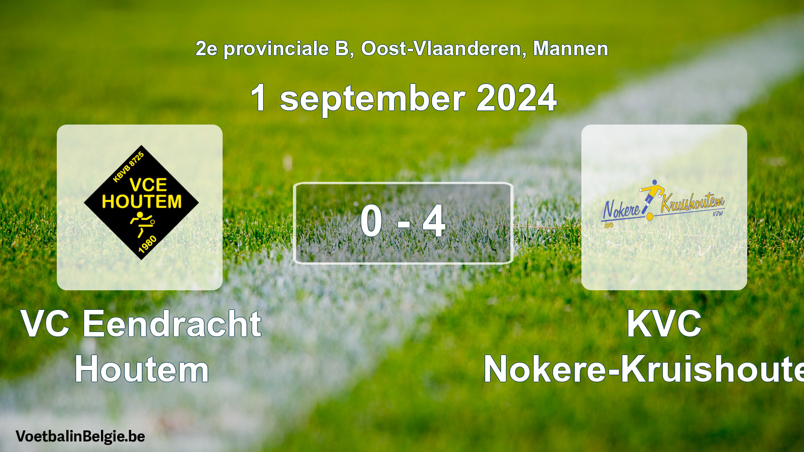 Gespeelde wedstrijd mannenvoetbal: VC Eendracht Houtem - KVC Nokere-Kruishoutem 0 - 4 (1 september 2024)