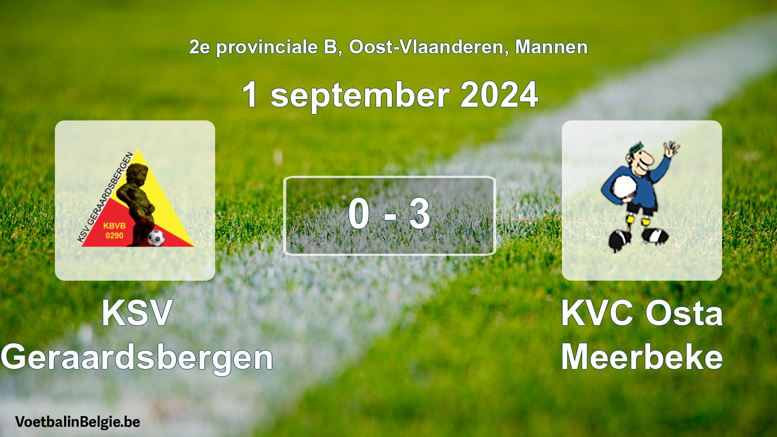 Gespeelde wedstrijd mannenvoetbal: KSV Geraardsbergen - KVC Osta Meerbeke 0 - 3 (1 september 2024)