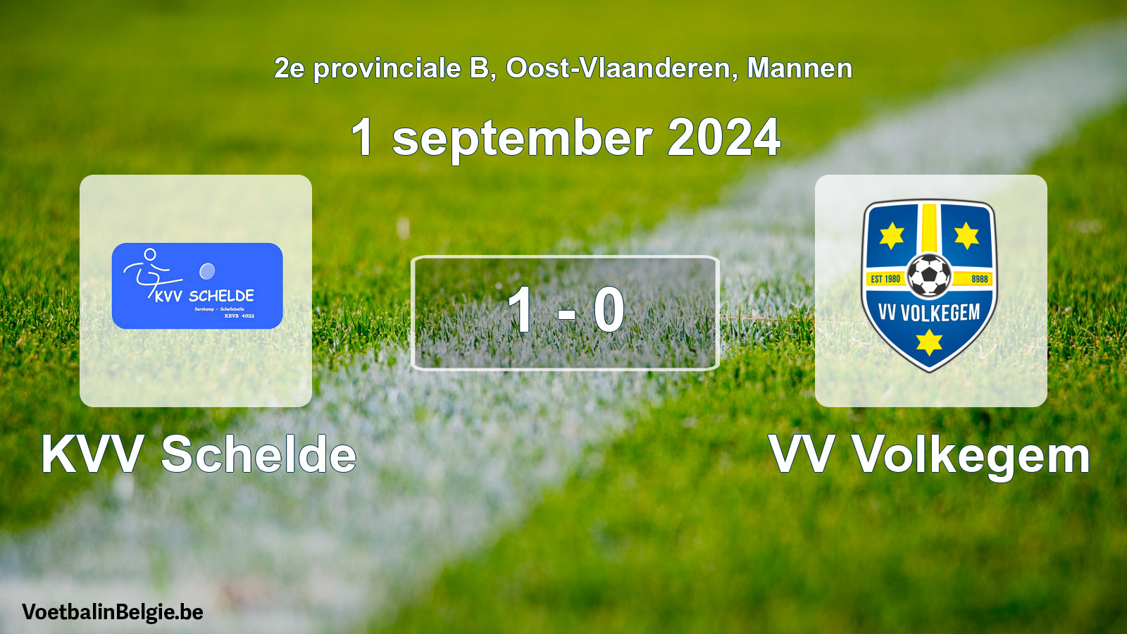 Gespeelde wedstrijd mannenvoetbal: KVV Schelde - VV Volkegem 1 - 0 (1 september 2024)
